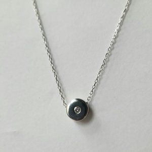 NWT Dainty Silver Dot Necklace with CZ stone.